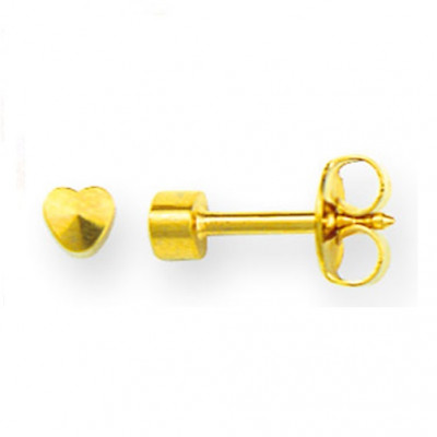 Caflon Ear Piercing Earrings Studs  - Regular Yellow Gold Stud Heart